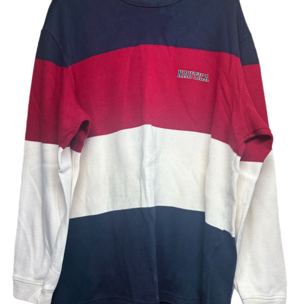 Adult size XL VTG Nautica Men's Tricolor Crewneck Sweater
